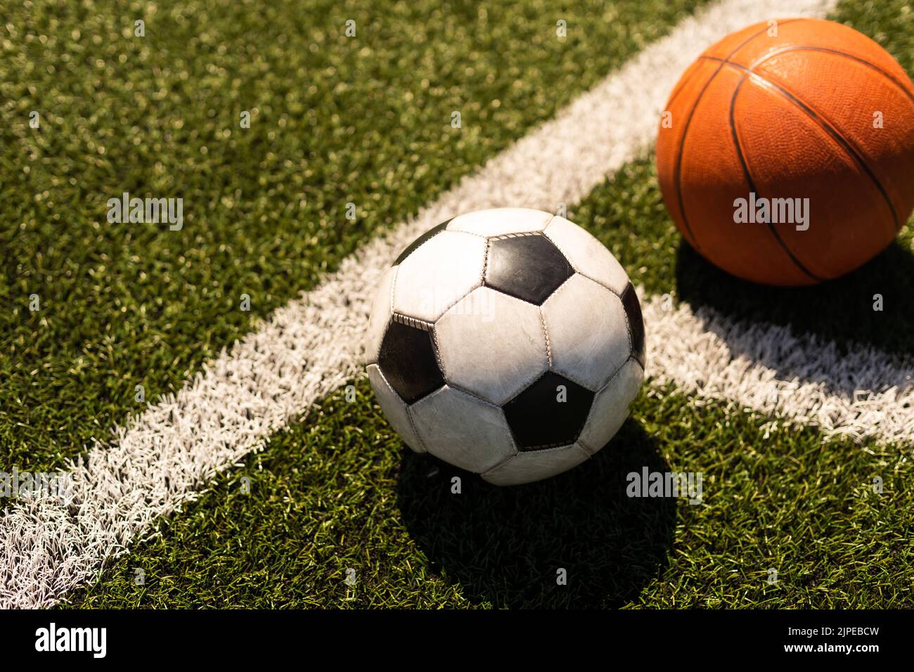 Soccer ball and Basketball ball Stock Photo Alamy