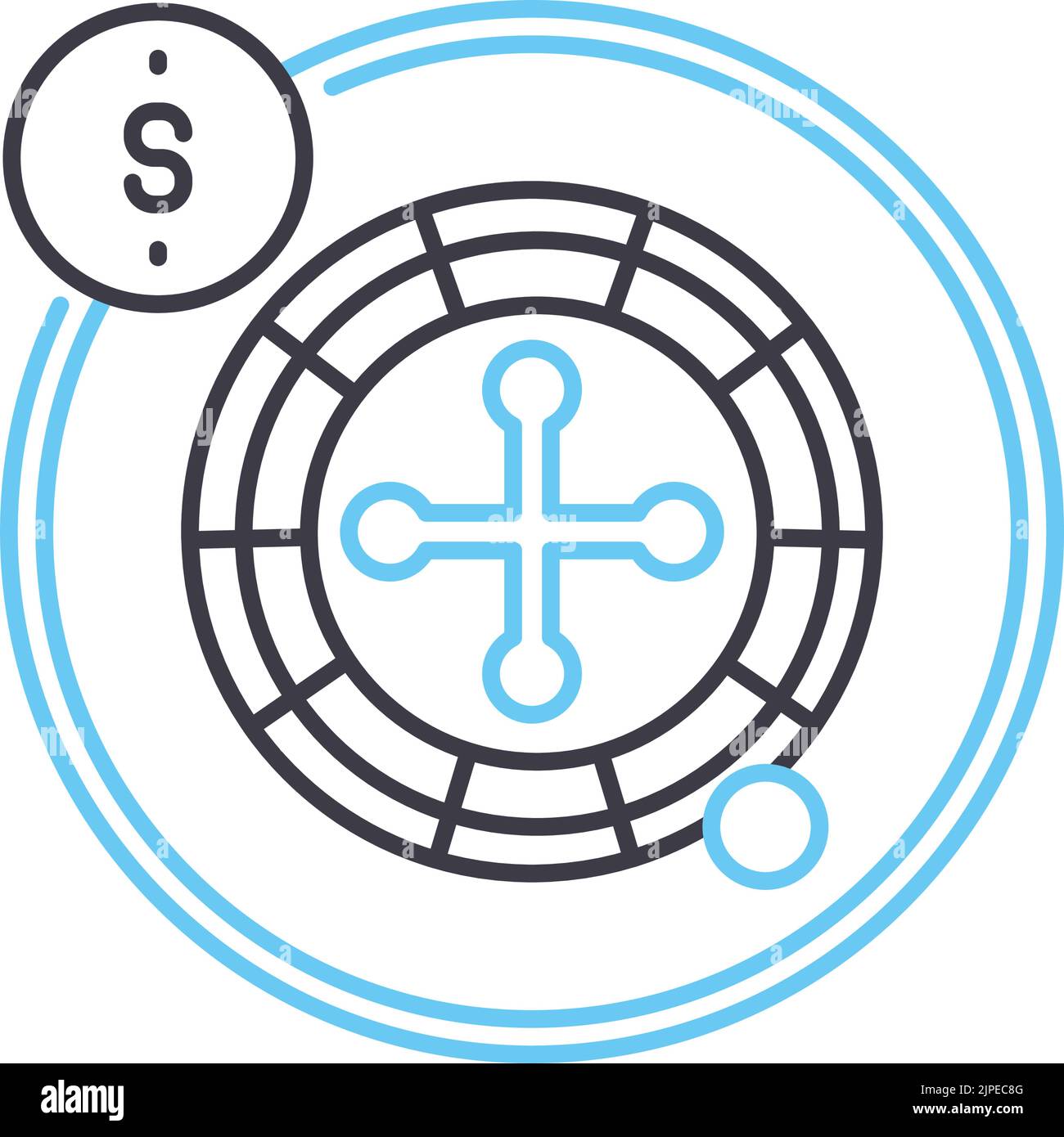 roulette line icon, outline symbol, vector illustration, concept sign ...