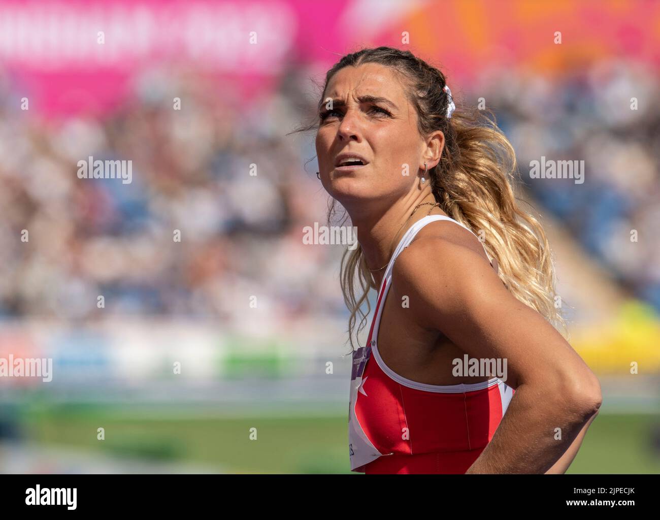 Charlotte Windfield of Malta competing in the women’s 200m heats at