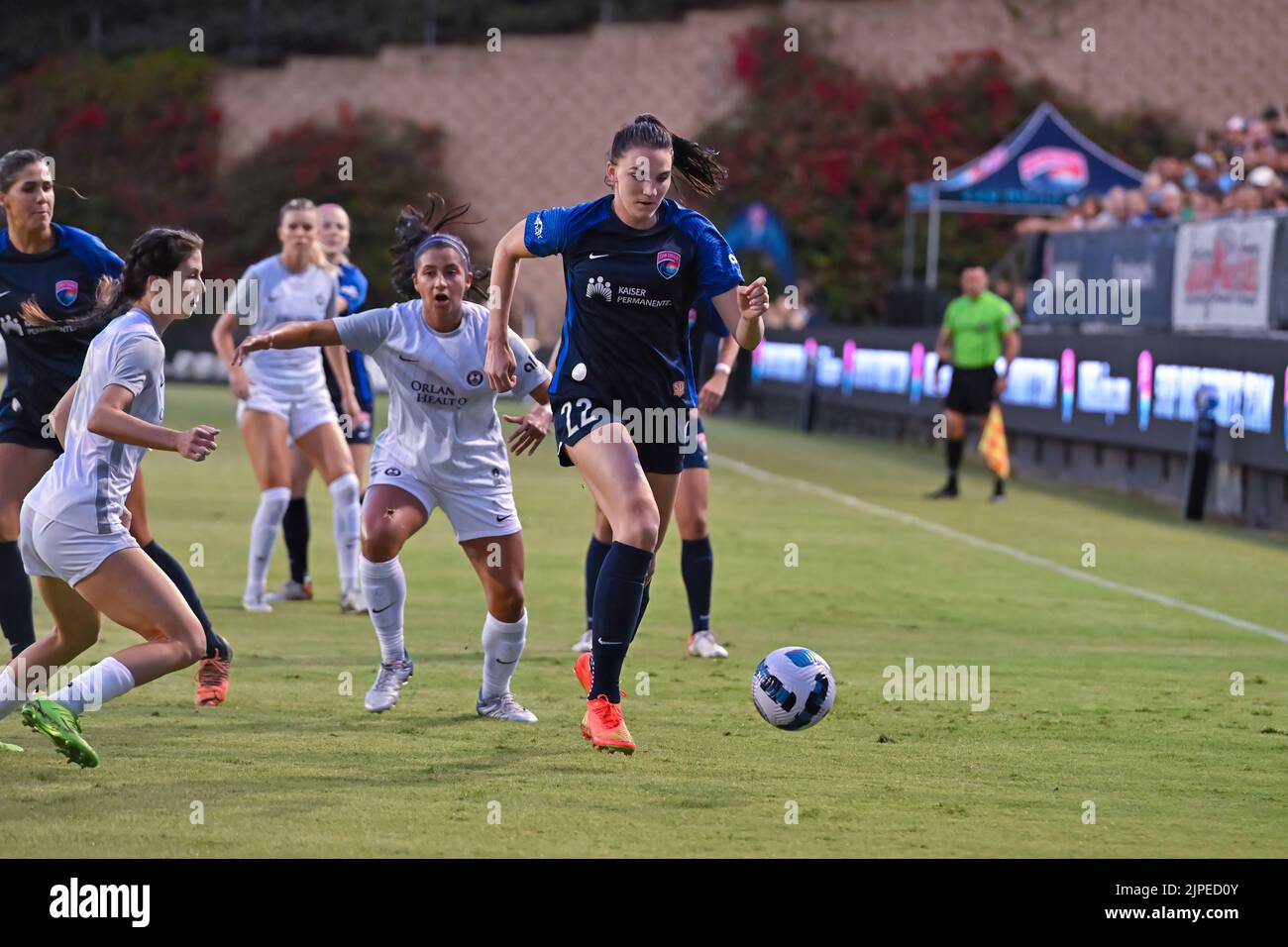 August 13, 2022:  San Diego Wave FC midfielder Taylor Kornieck (22) during a NWSL soccer match between the Orlando Pride and the San Diego Wave FC at Torero Stadium in San Diego, California.  Justin Fine/CSM/Sipa USA(Credit Image: © Justin Fine/Cal Sport Media/Sipa USA) Stock Photo