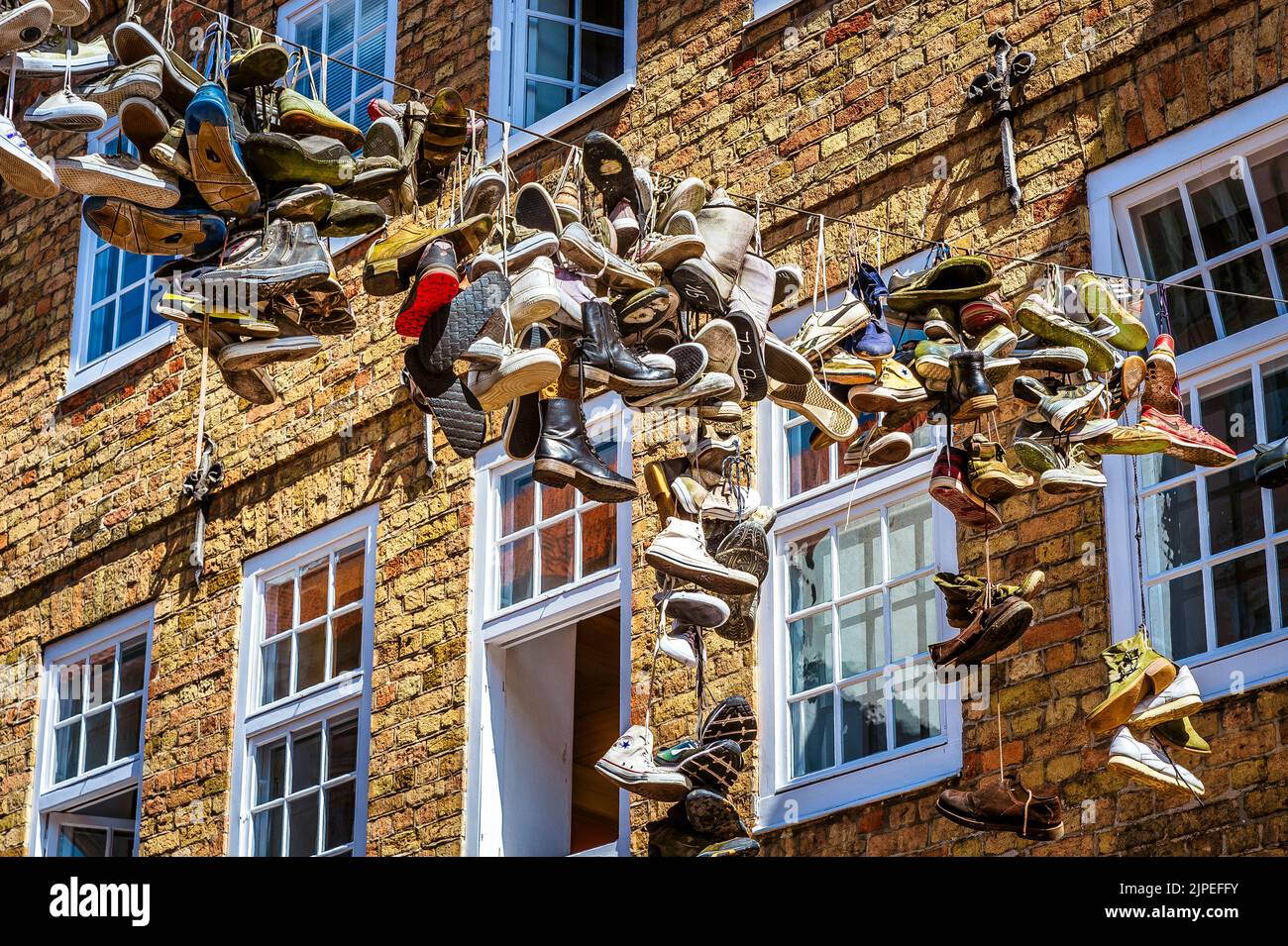 shoes, hanged, dress shoes, hangeds Stock Photo