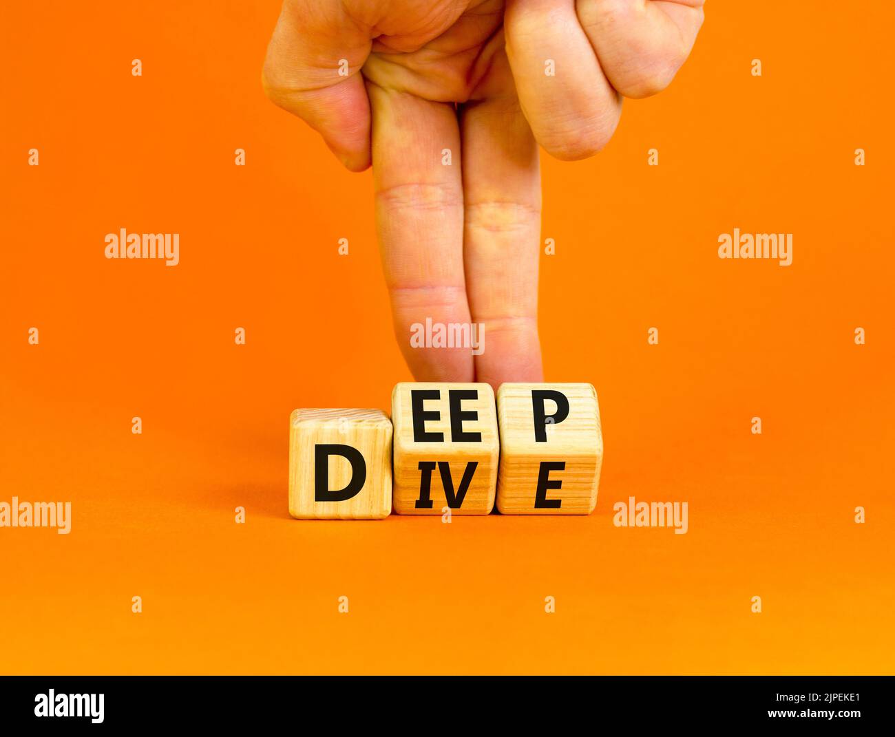 Deep dive symbol. Concept words Deep dive on wooden cubes. Beautiful