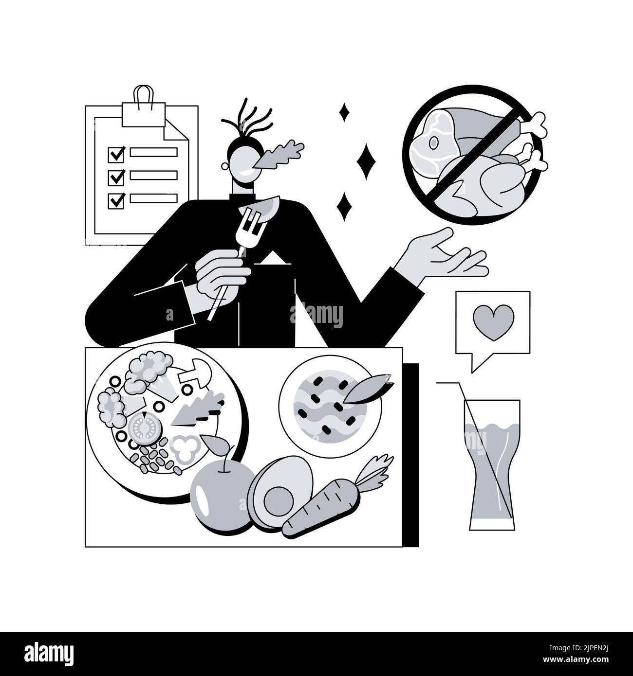 Vegan diet abstract concept vector illustration. Vegetables and fruits ...