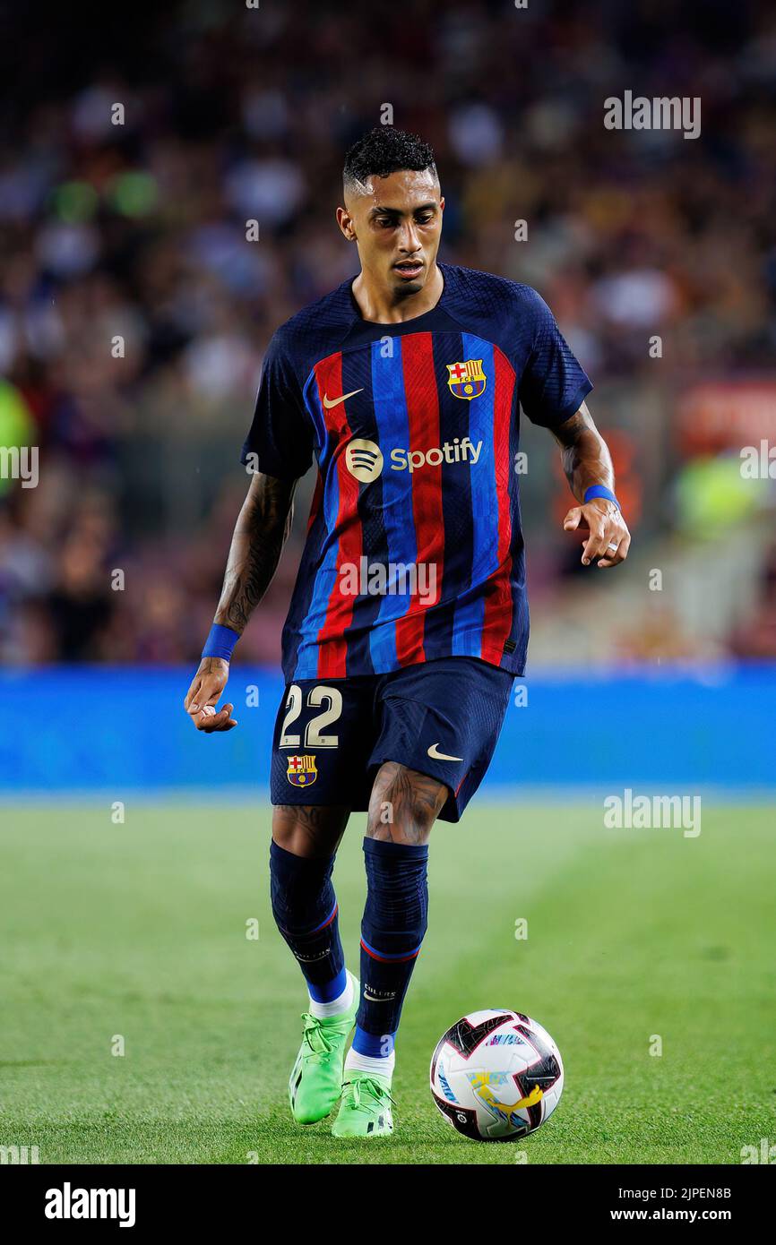 BARCELONA AUG 13 Raphinha in action during the LaLiga match between