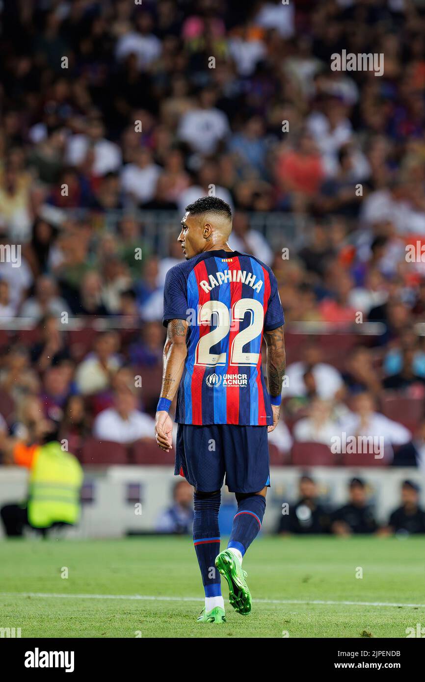 BARCELONA - AUG 13: Raphinha in action during the LaLiga match between