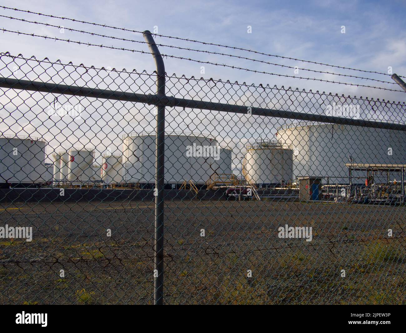 Fuel Depot Silos Stock Photo Alamy