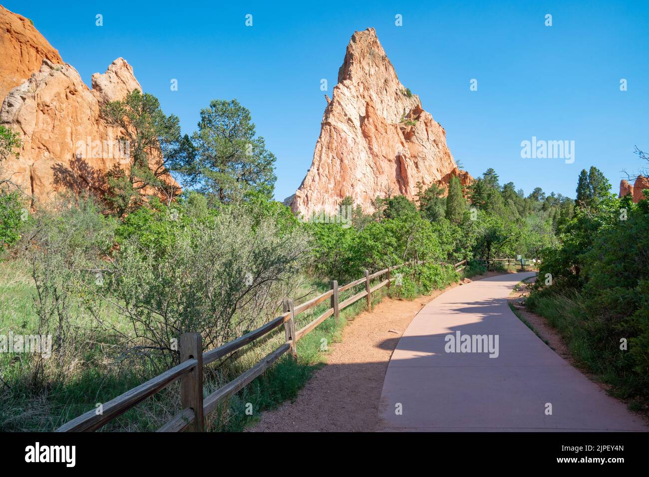 Beautiful rock formations in Garden of the Gods Park in Colorado Springs, Colorado Stock Photo