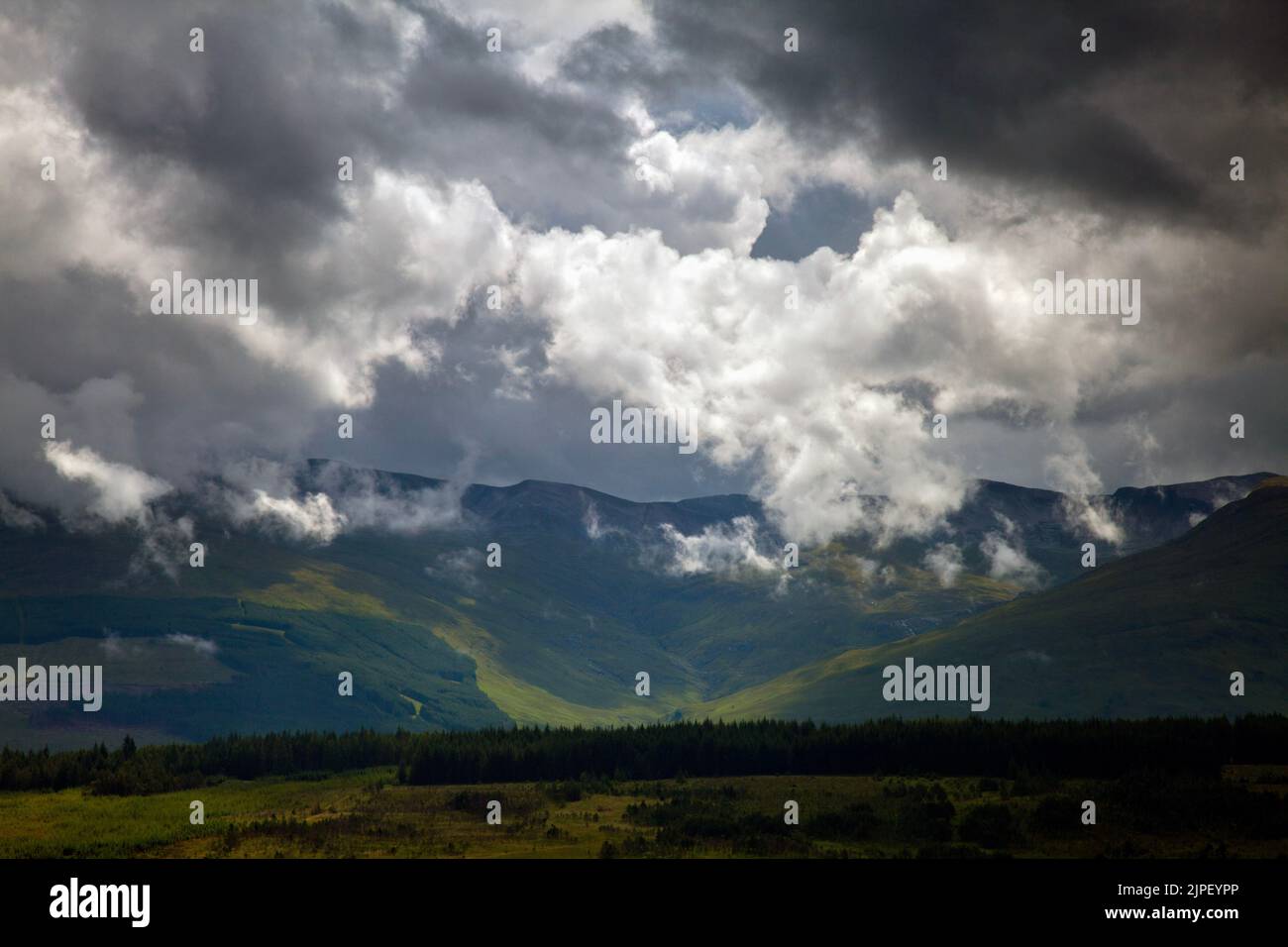 Looking into the mountains from Lochaber, Scottish Highlands, shot from the The Commando Memorial Stock Photo