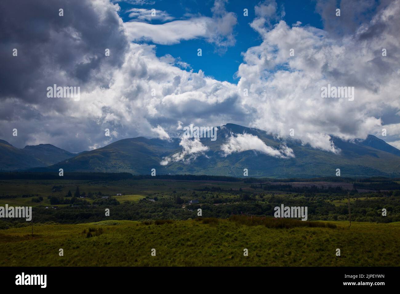 Looking into the mountains from Lochaber, Scottish Highlands, shot from the The Commando Memorial Stock Photo