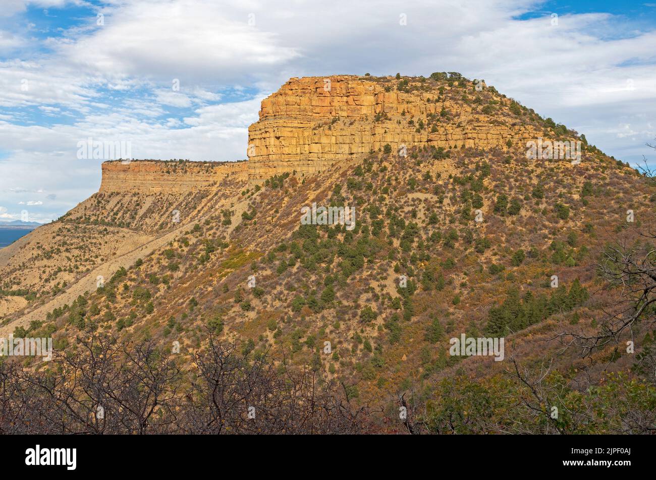 Dramatic Bluff in a High Altitude Desert at Lone Cone in Mesa Verde National Park in Colorado Stock Photo