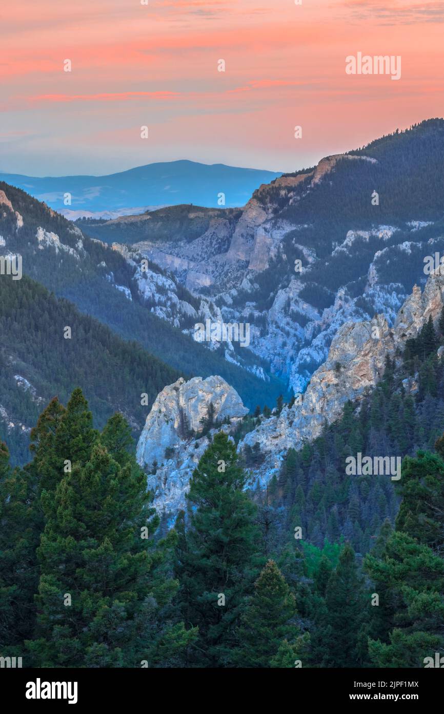 sunrise over beaver creek canyon in the helena national forest near