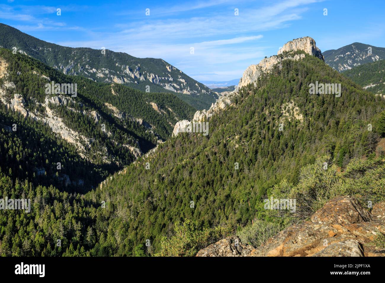 cliffs in helena national forest above beaver creek canyon near york, montana Stock Photo