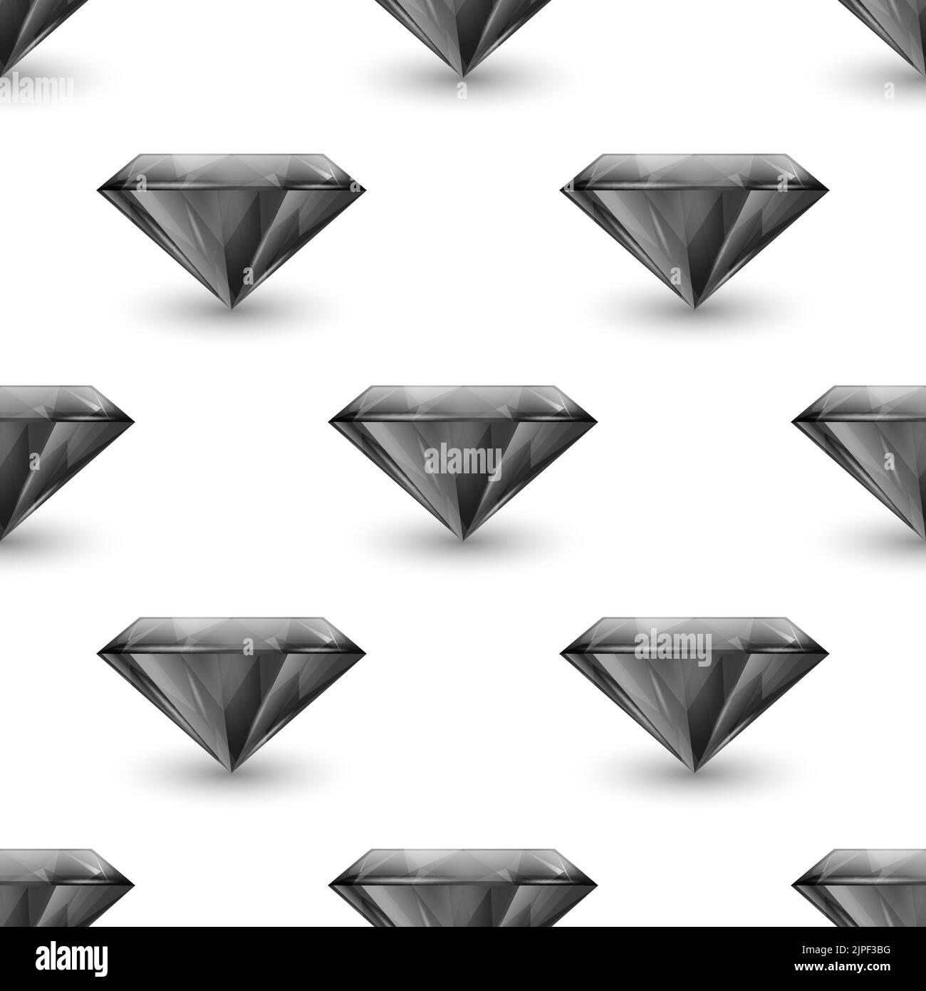 Vector Seamless Pattern with 3d Realistic Gemstone, Crystal