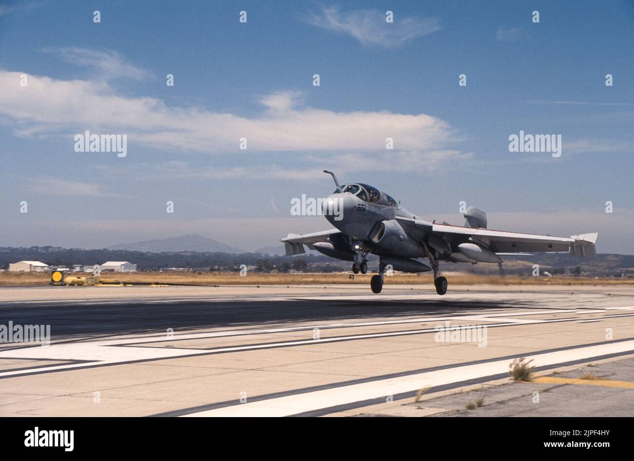 Grumman EA-6B Prowler  on final for landing at NAS Miramar, in San Diego, California Stock Photo