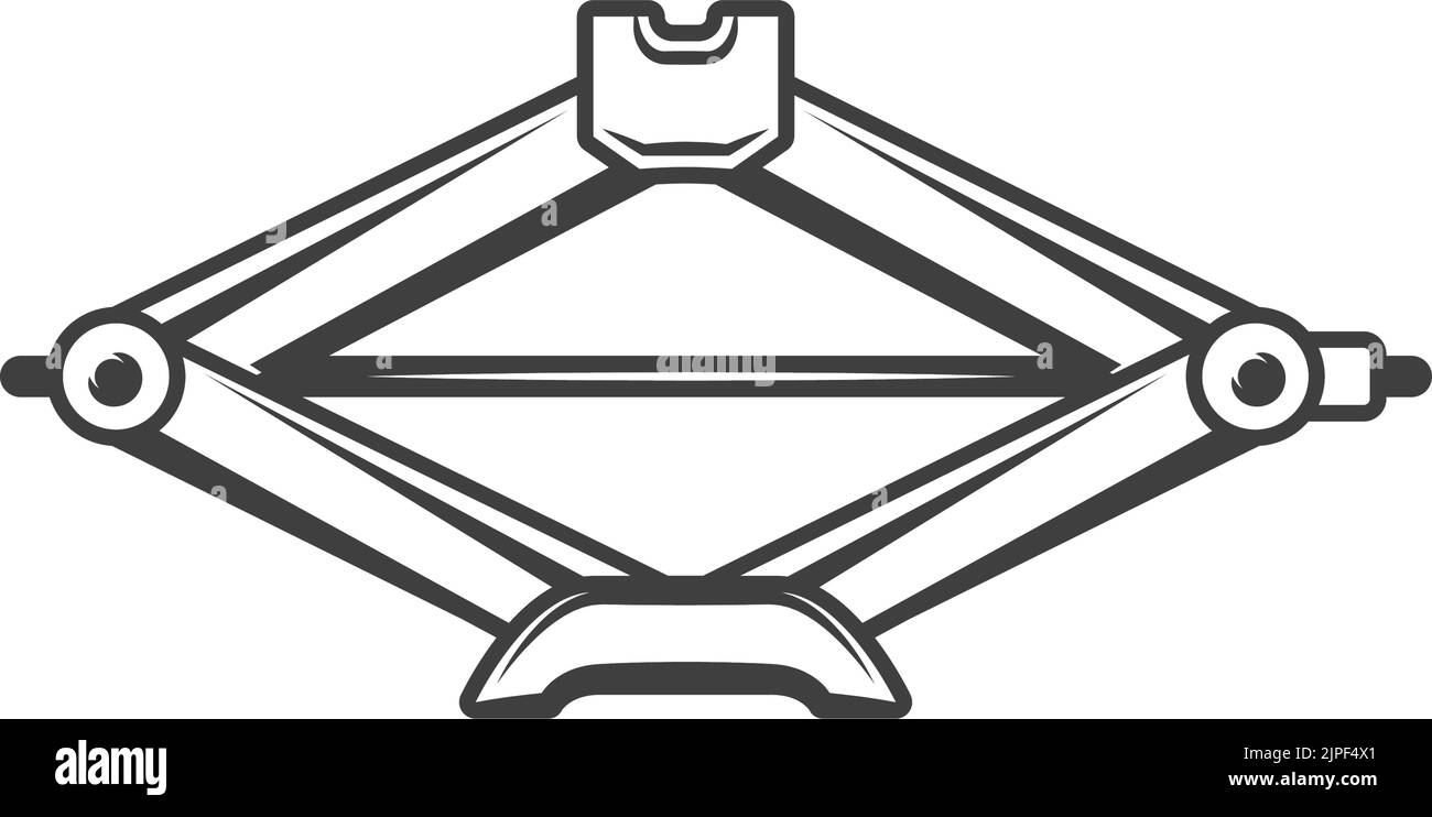 Vehicle screwjack or mechanic jackscrew icon. Vector isolated automotive hydraulic scissor jack Stock Vector
