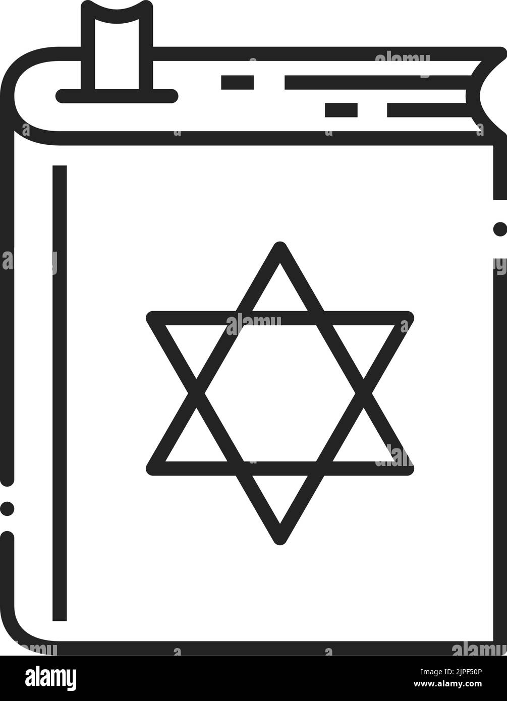 Torah book isolated line art. Vector Jewish holy bible, symbol of Judaism religion Stock Vector