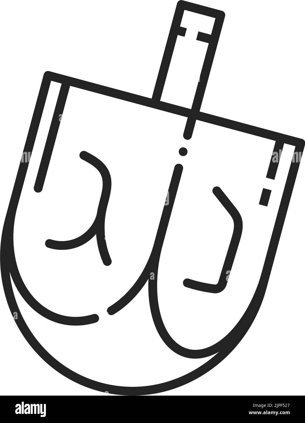 Dreidel isolated line art symbol. Vector foursided spinning top
