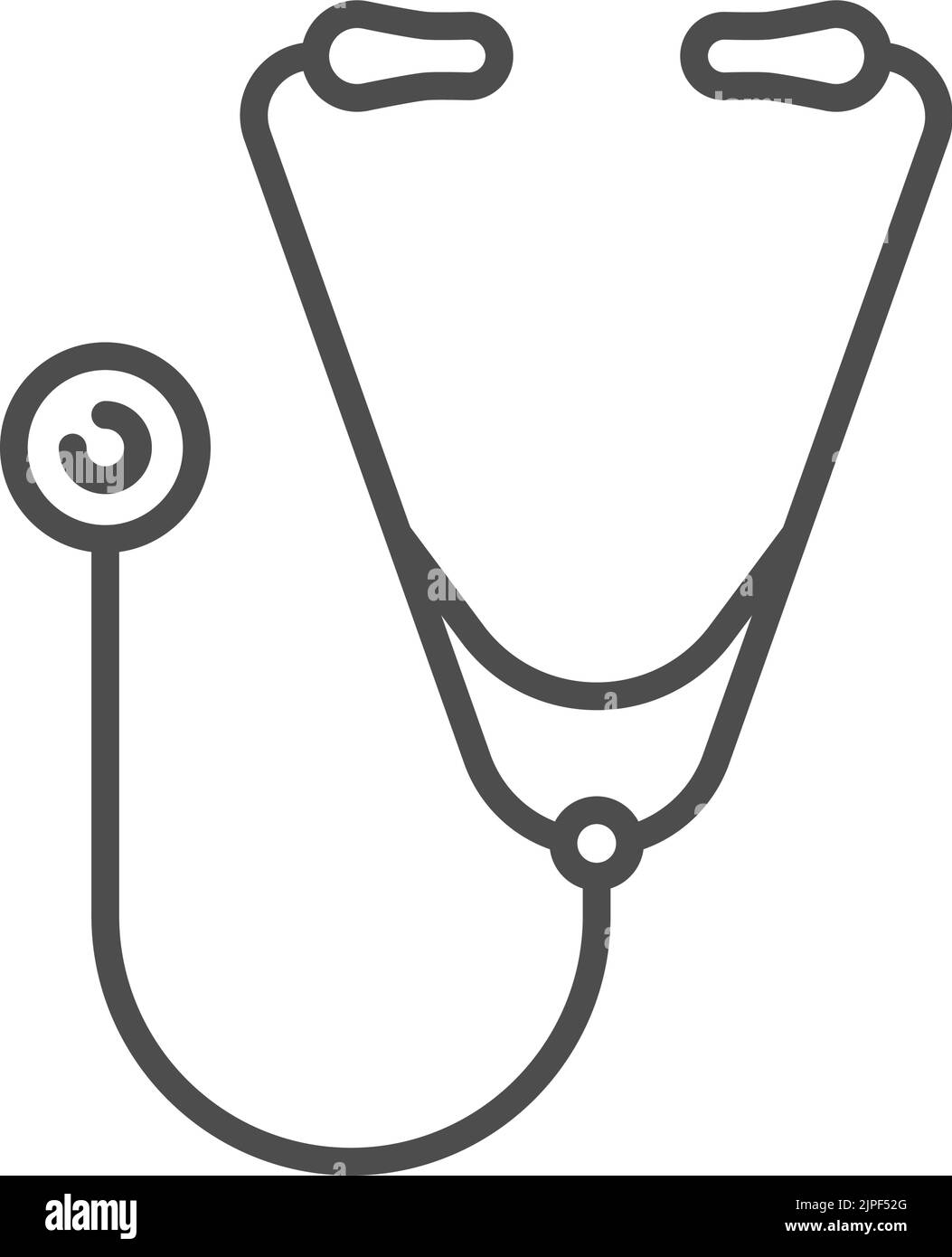 Stethoscope isolated line art icon. Vector medical heart beats control