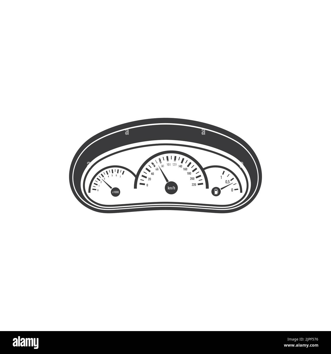Speed meter panel isolated car speedometer icon. Vector mile gauge