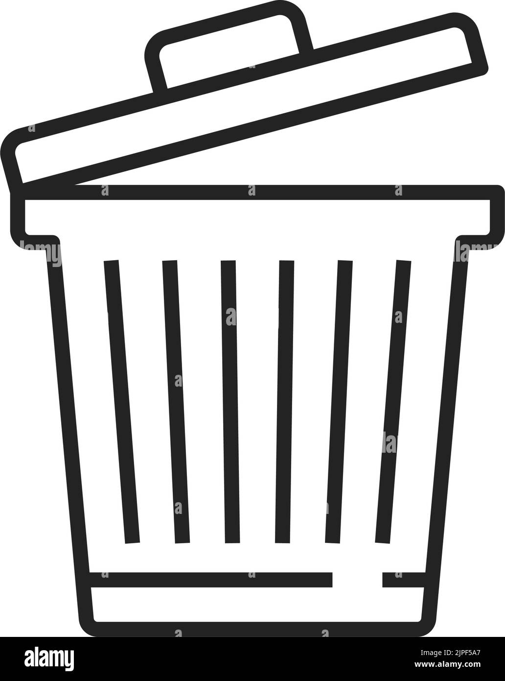 Garbage bin vector line icon. House cleaning item, trash bin with lid
