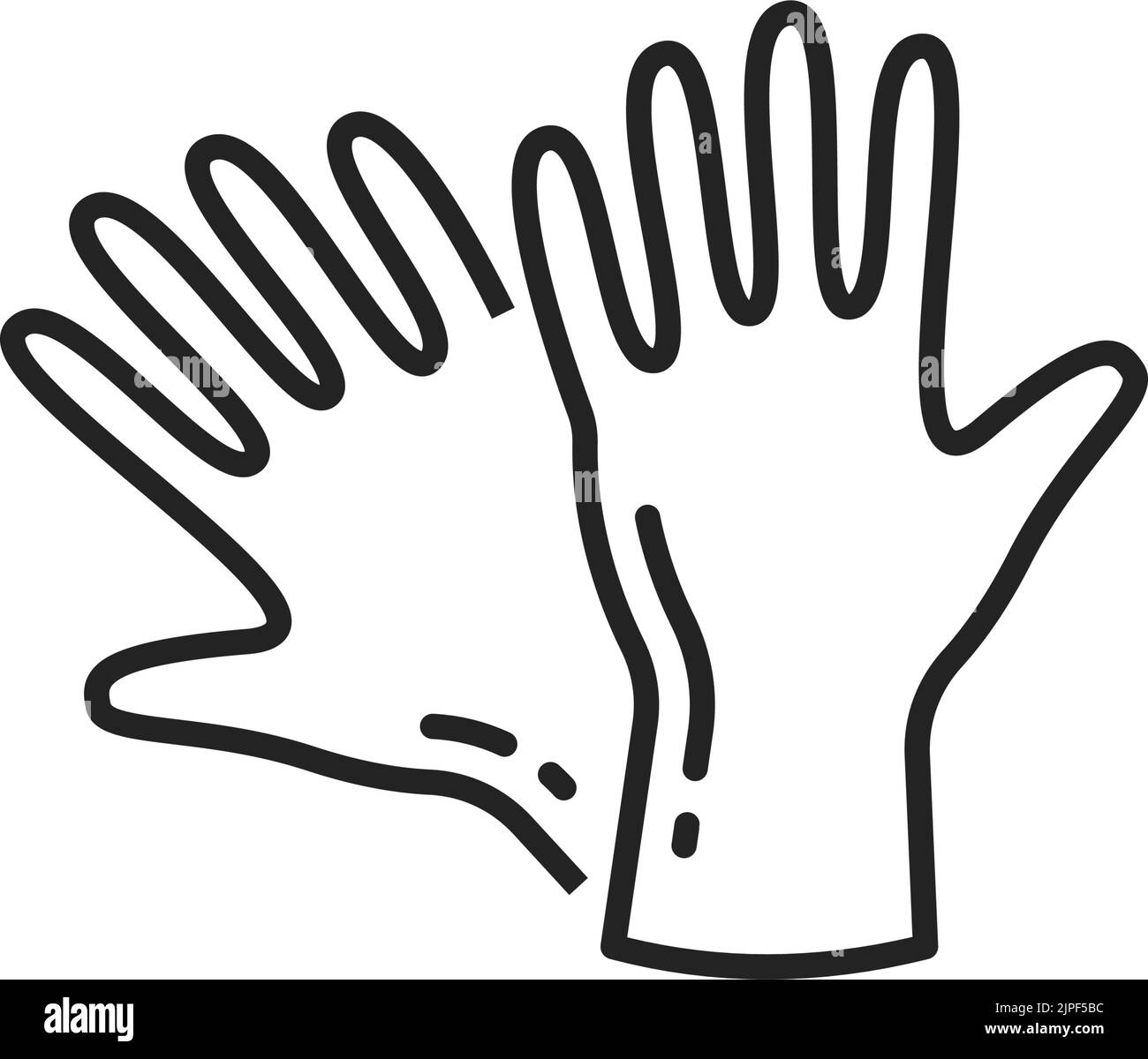 Gloves vector thin line icon. House cleaning, washing and laundry safety gloves outline Stock