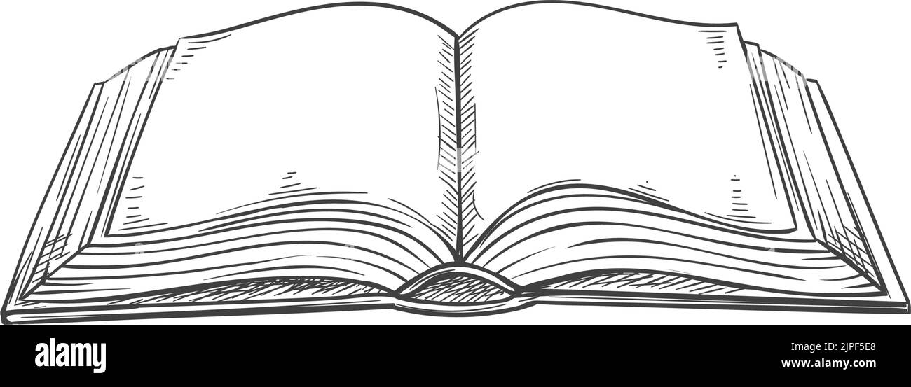 Blank pages of book in hardcover isolated textbook. Vector open