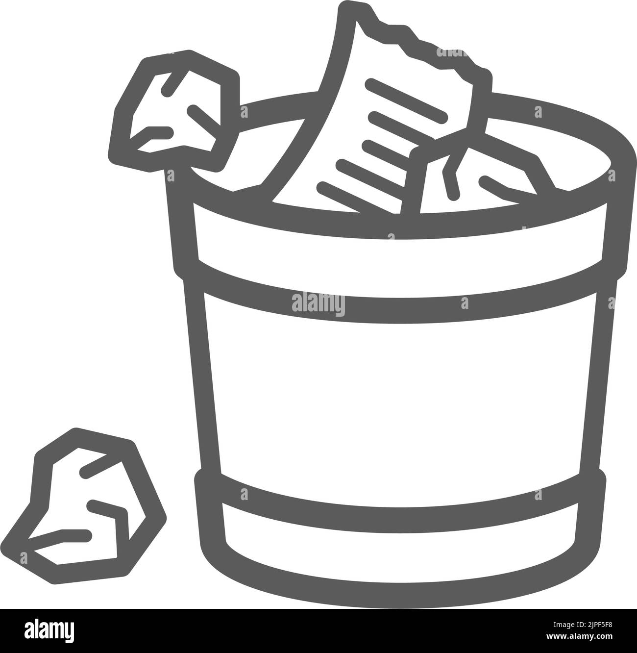Paper bin vector line icon. House cleaning item, trash bin with lid