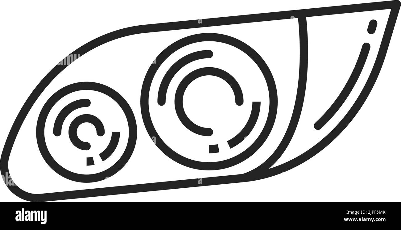 Car headlamp vector thin line icon. Automotive parts and vehicle