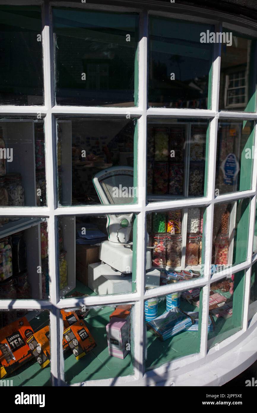 Sweet shop window. Port Isaac. Cornwall England Stock Photo