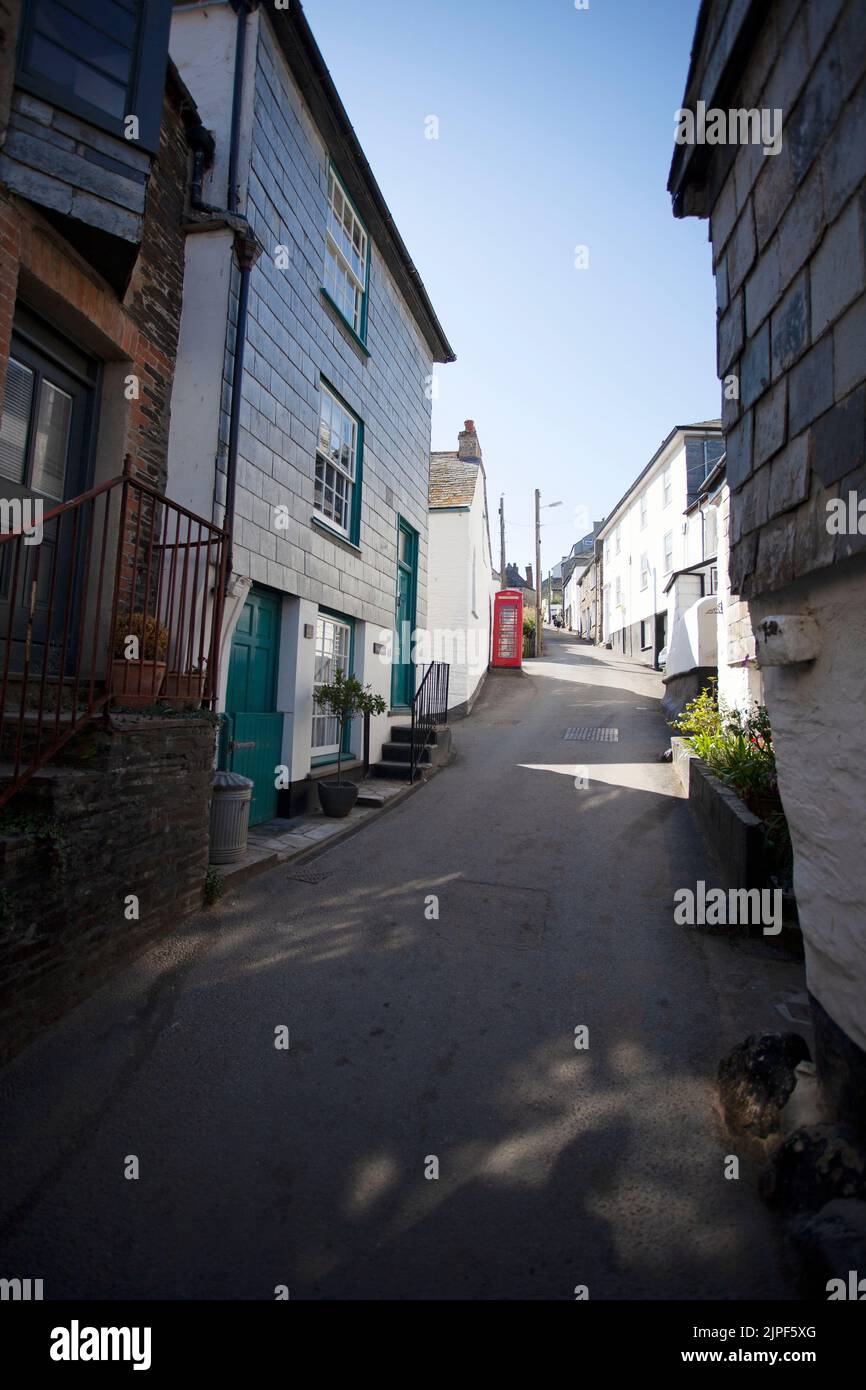 Narrow streets in Port Isaac. Cornwall, England Stock Photo