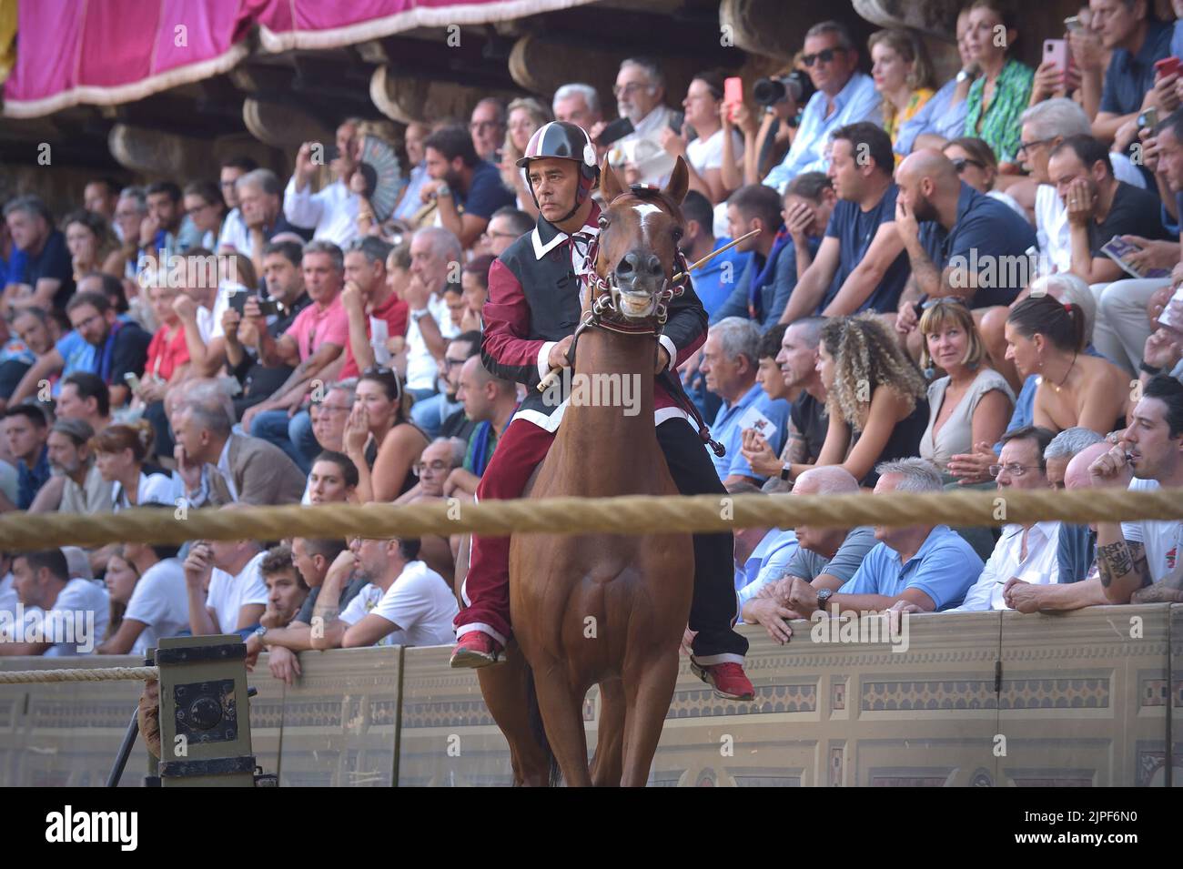 Jockeys compete at the historical horse race Palio di Siena 2022 on ...