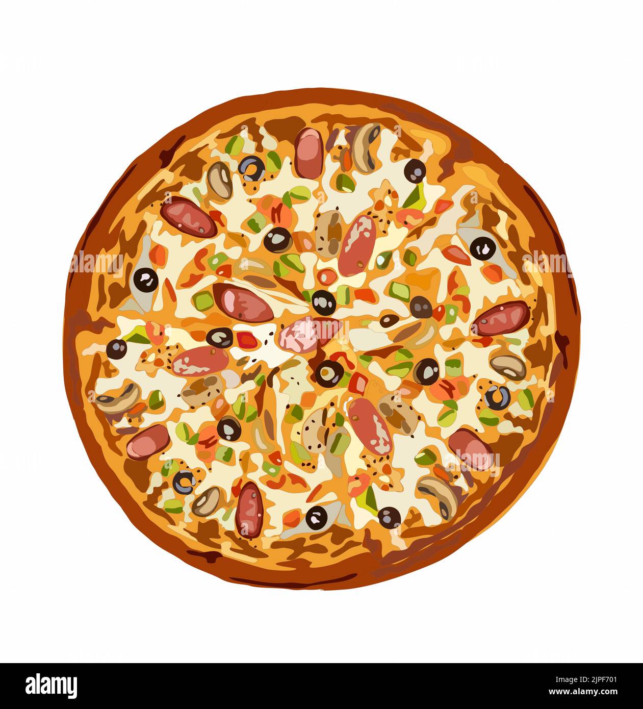 A top view of a delicious Pizza drawing on a white background Stock Vector Image & Art Alamy