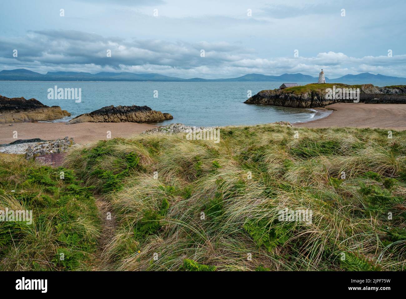 Scenic and picturesque Ynys Llanddwyn, Anglesey, North Wales. A beautiful place to visit in North Wales Stock Photo