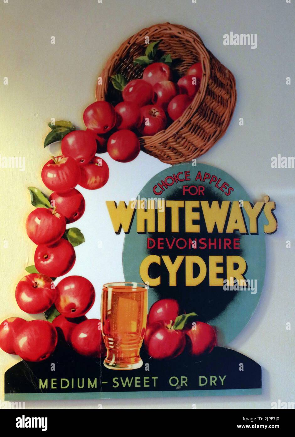 1950s Poster advert for Whiteways Devon Cyder 'No More Than Ordinary Ciders' - Choice Apples - Medium Sweet or Dry Stock Photo