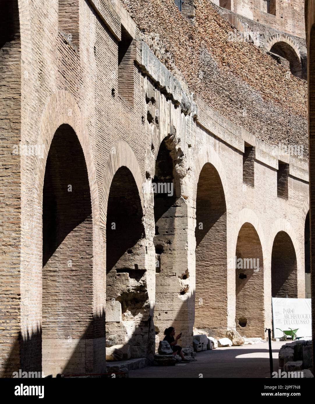 Interiors of the Roman Colosseum, Rome, Italy Stock Photo