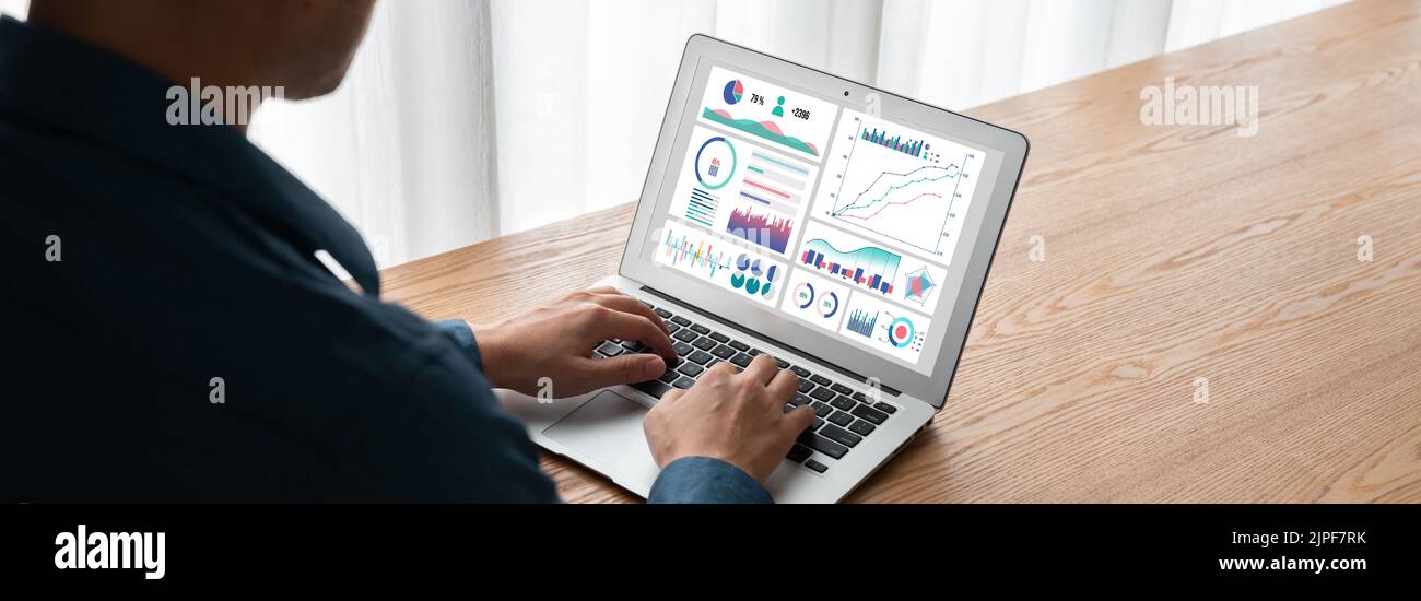 Business data dashboard provide modish business intelligence analytic for marketing strategy planning Stock Photo