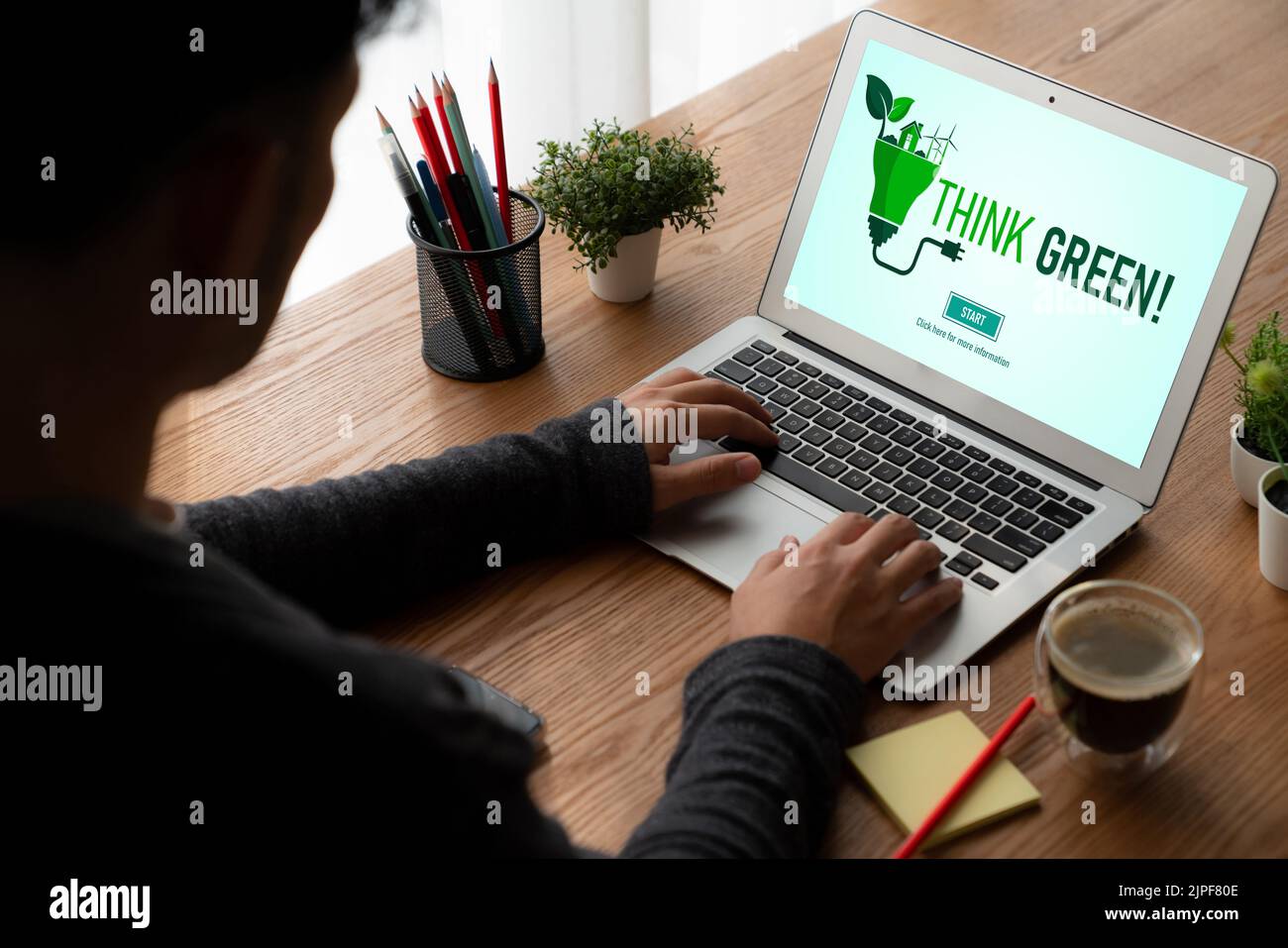Green business transformation for modish corporate business to thank green marketing strategy Stock Photo