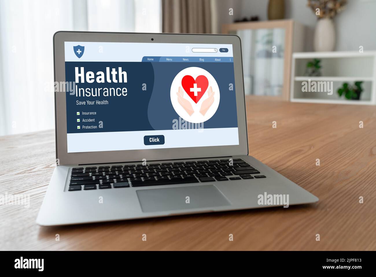 Health insurance web site modish registration system for easy form filling Stock Photo