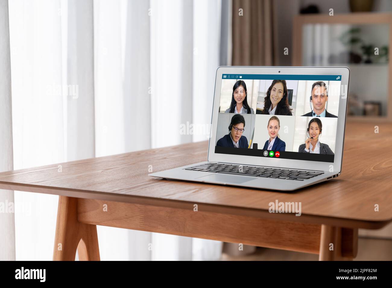 Business people on video conference for modish virtual group meeting of corprate business office workers Stock Photo