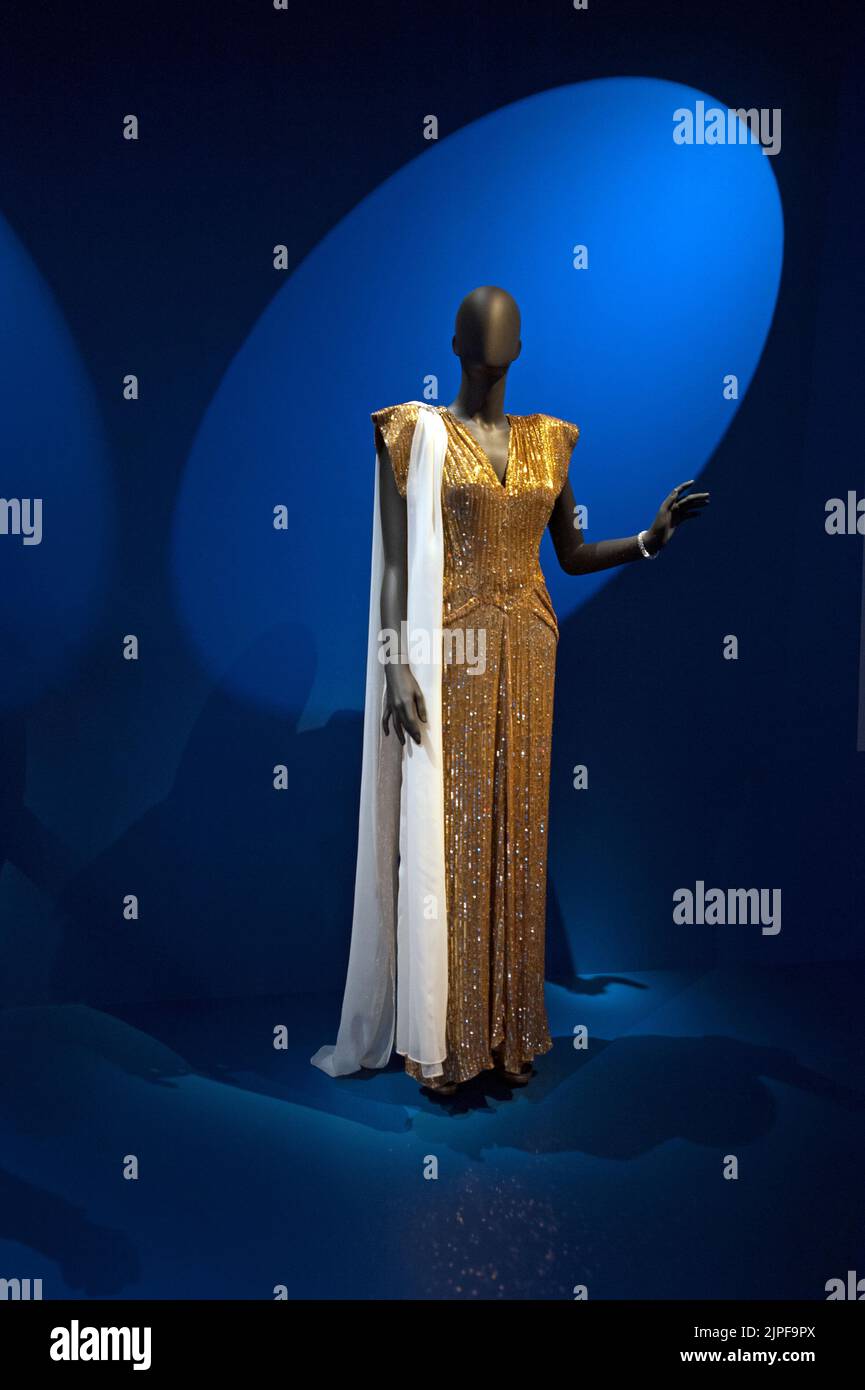 Mannequin with costume worn by Lena Horne in the film Stormy Weather (1943) on display in the exhibtion 'Regeneration: Black Cinema' at the Academy Mu Stock Photo