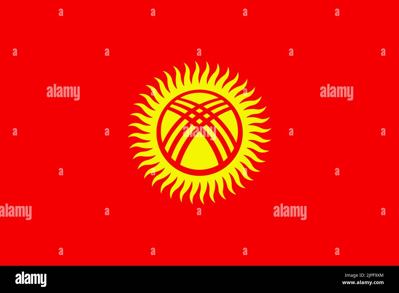Kyrgystan flag background illustration red yellow sun tunduk Stock Photo