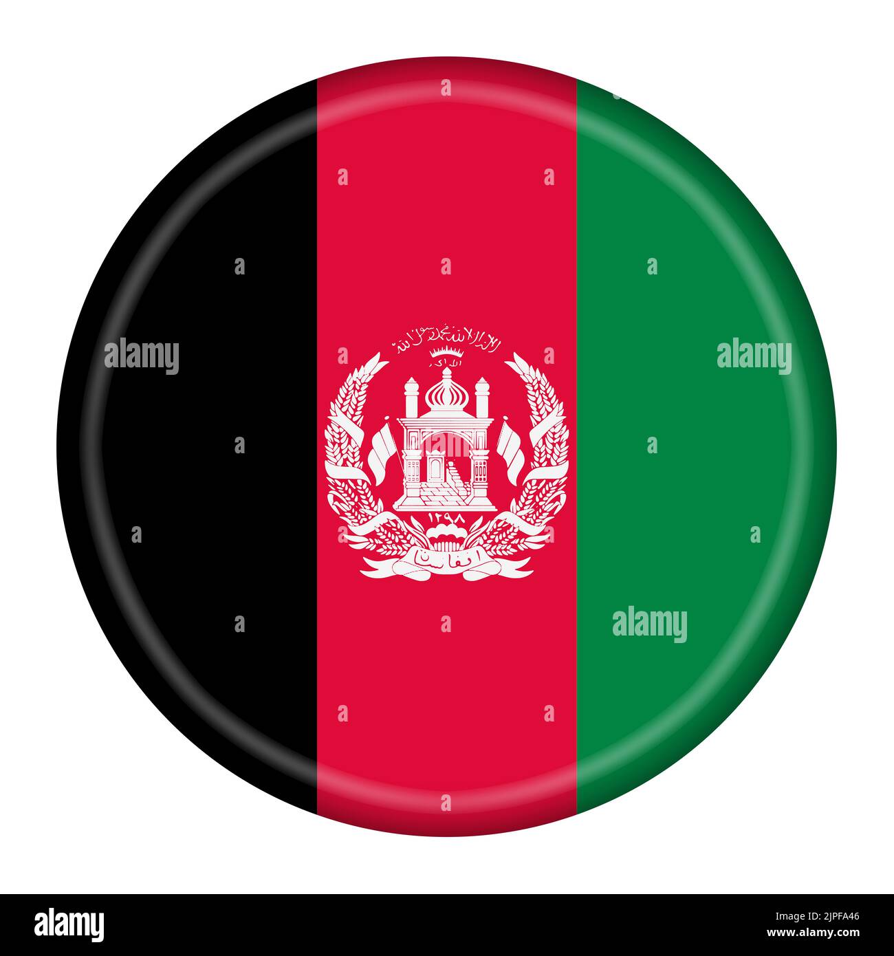 Afghanistan button isolated on white with clipping path Stock Photo