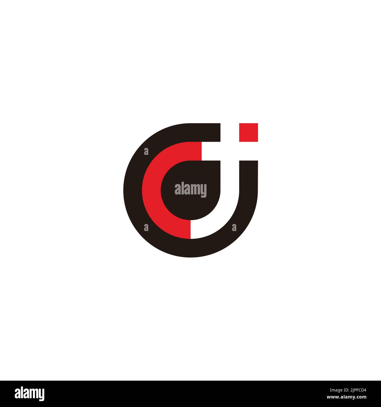 letter d j simple circle geometric colorful logo vector Stock Vector