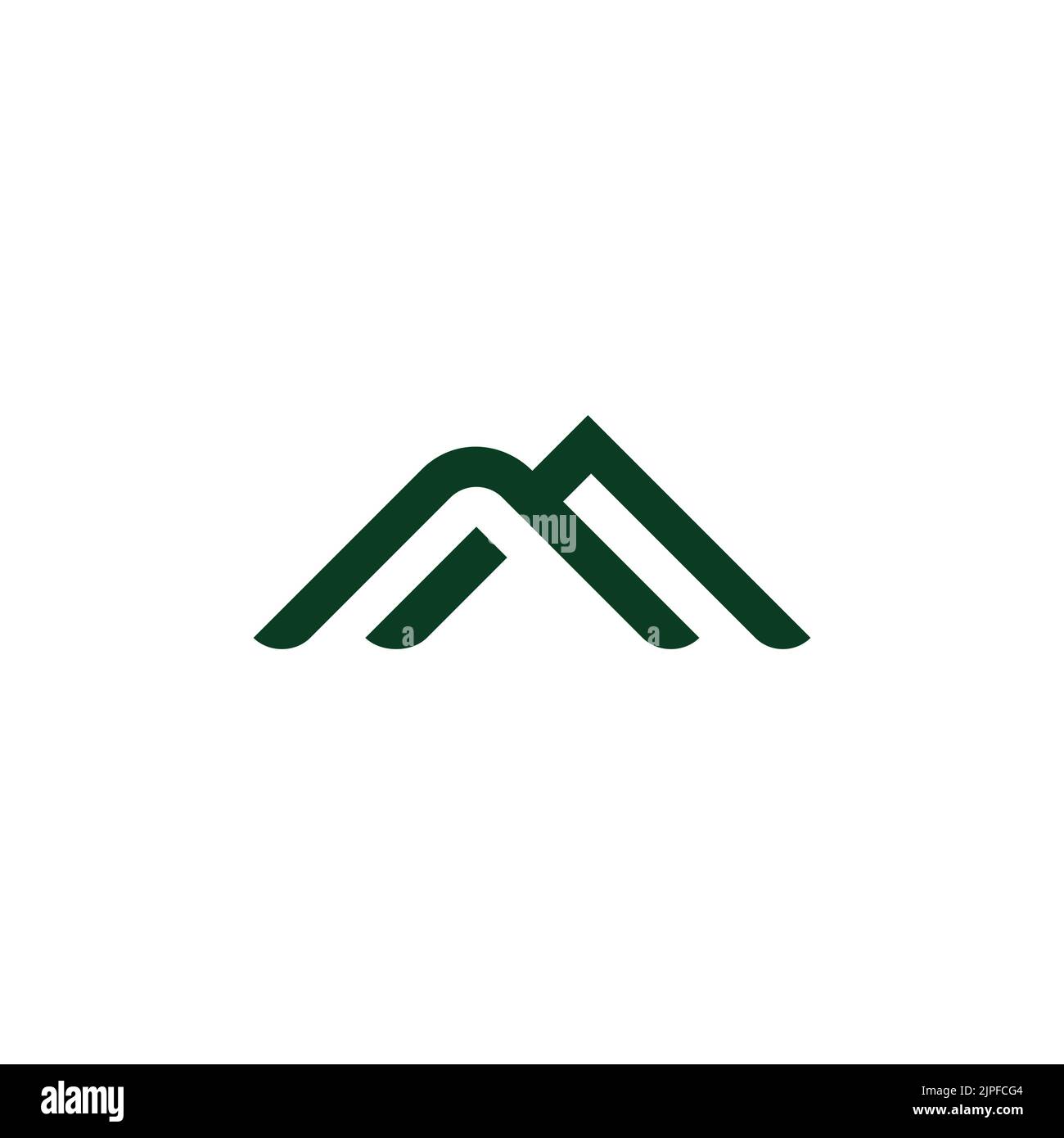 linked stripes green mountain simple line logo vector Stock Vector