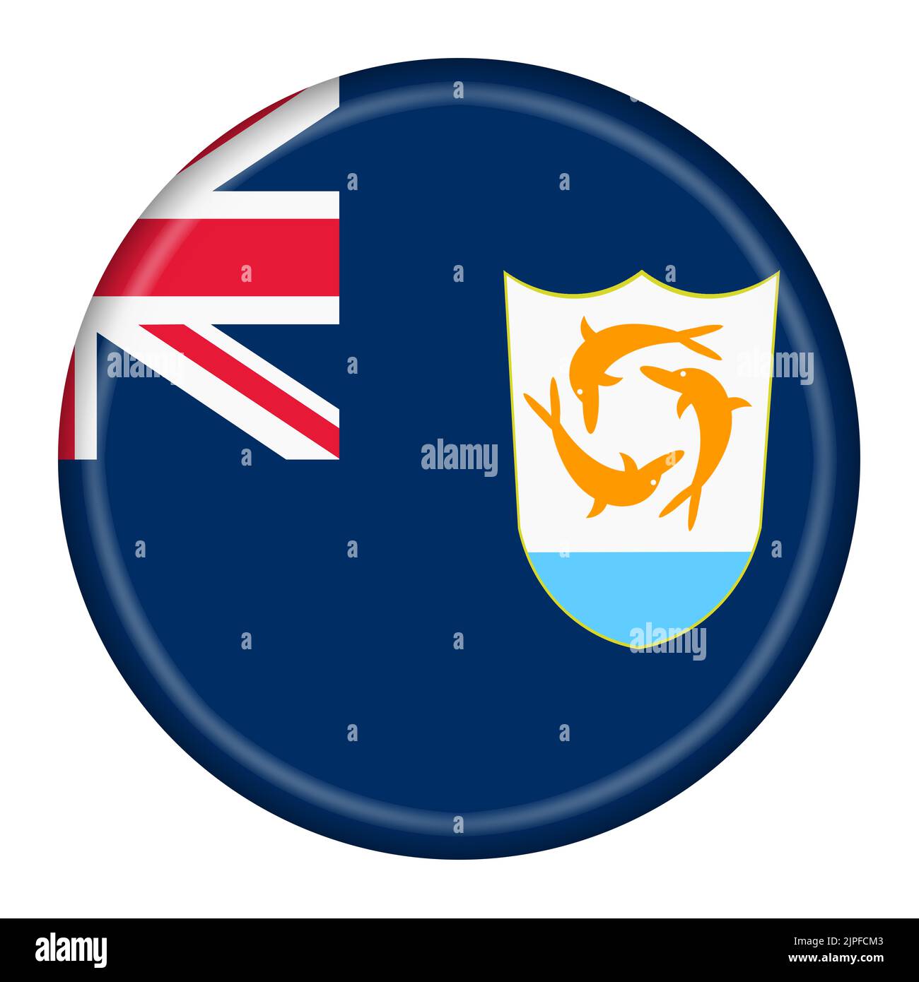 Anguilla flag button 3d illustration with clipping path Stock Photo