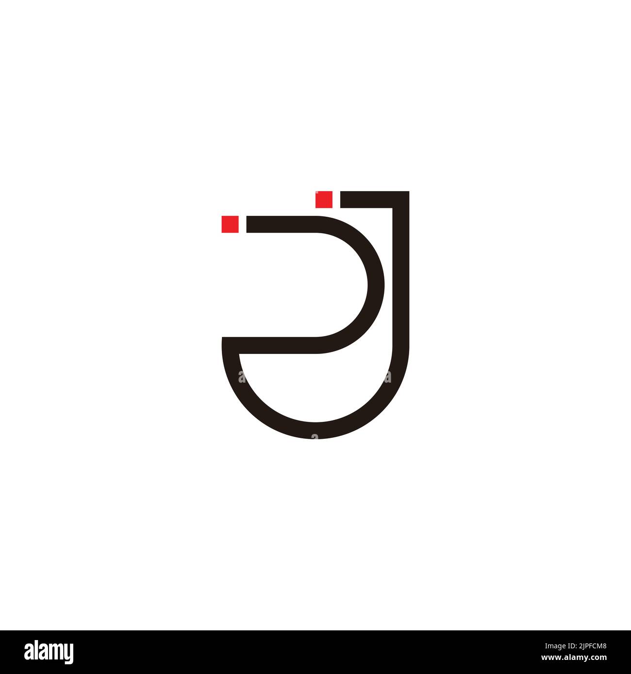 letter rj simple geometric thin line logo vector Stock Vector