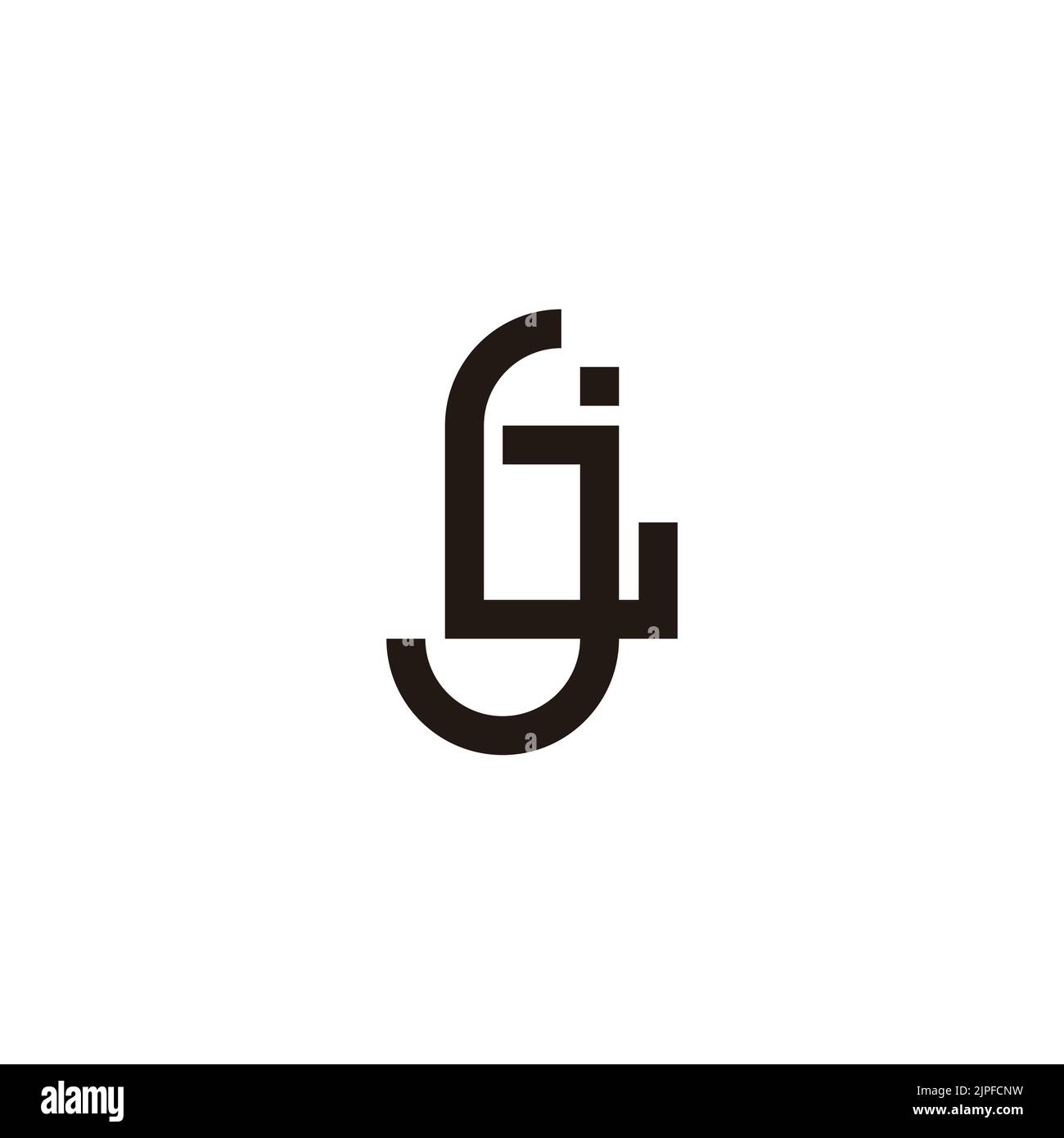letter lj simple linked geometric logo vector Stock Vector