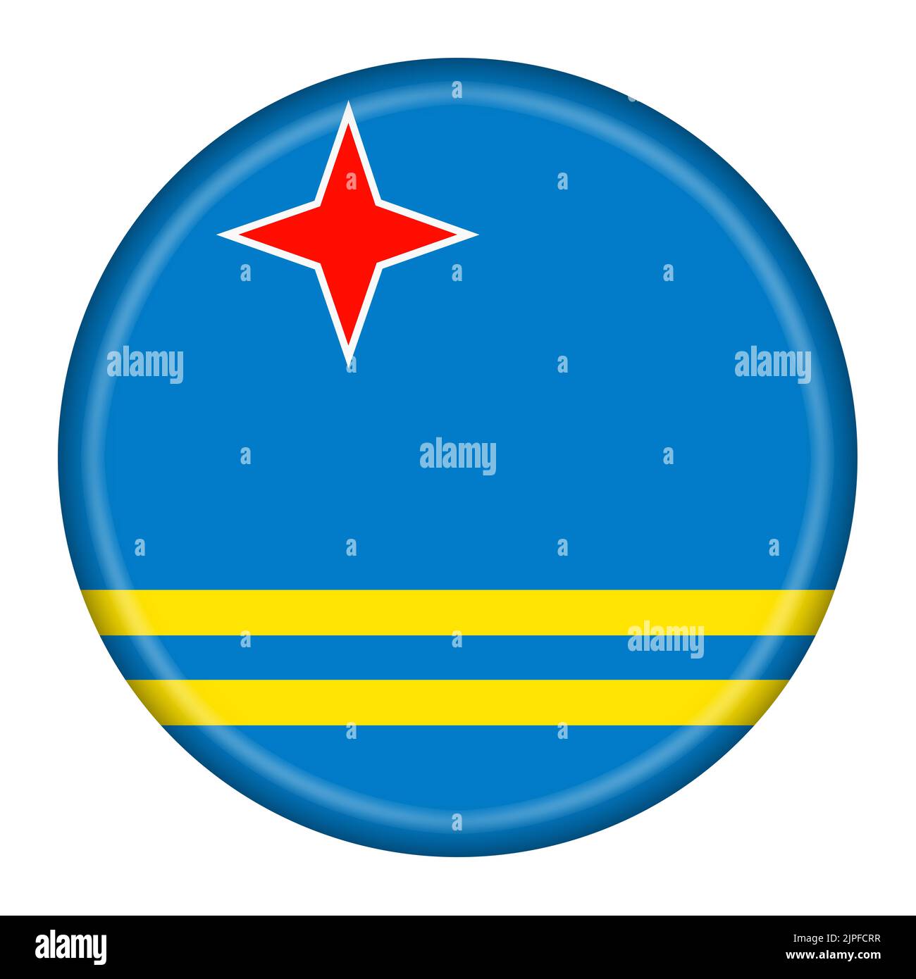 Aruba flag button 3d illustration with clipping path Stock Photo