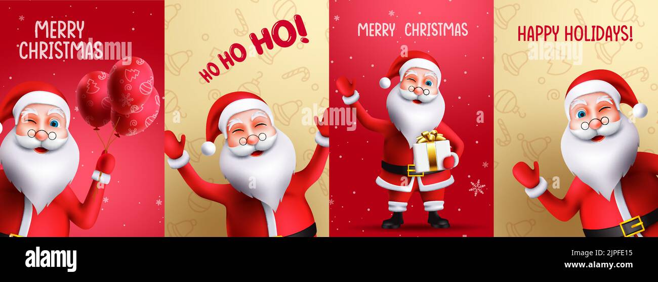 Santa claus greeting vector set. Santa claus christmas characters in ...