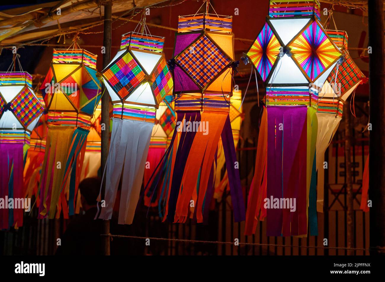 Colorful traditional Lanterns in Various Shapes Akash kandil (Diwali